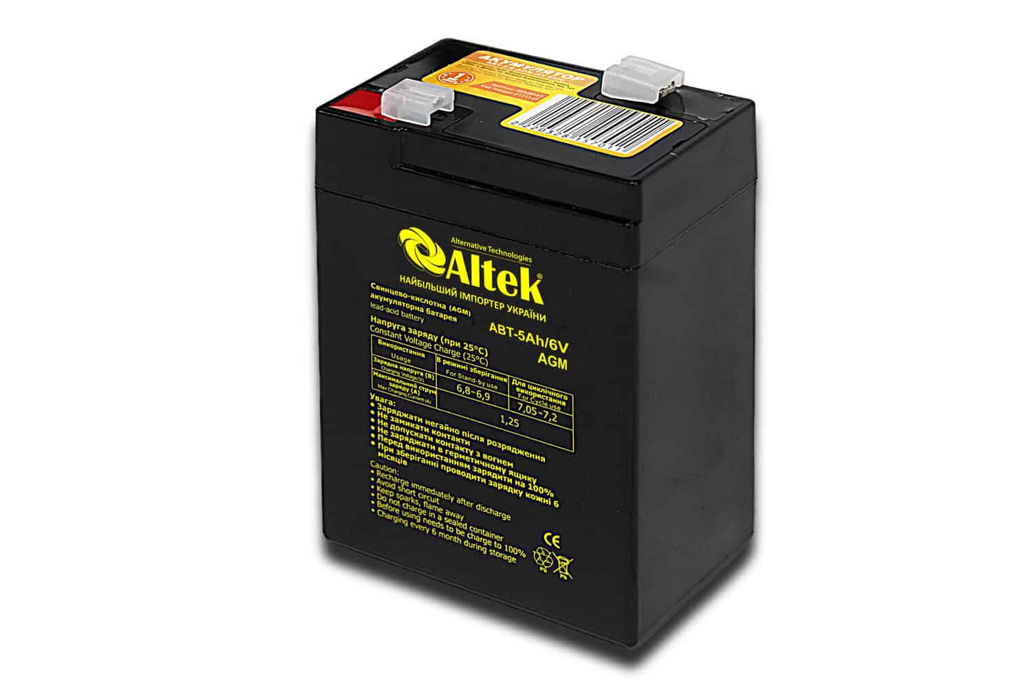 Акумулятор ALTEK ABT 5Аh 6V AGM Акумулятор ALTEK ABT 5Аh 6V AGM - Зображення 1