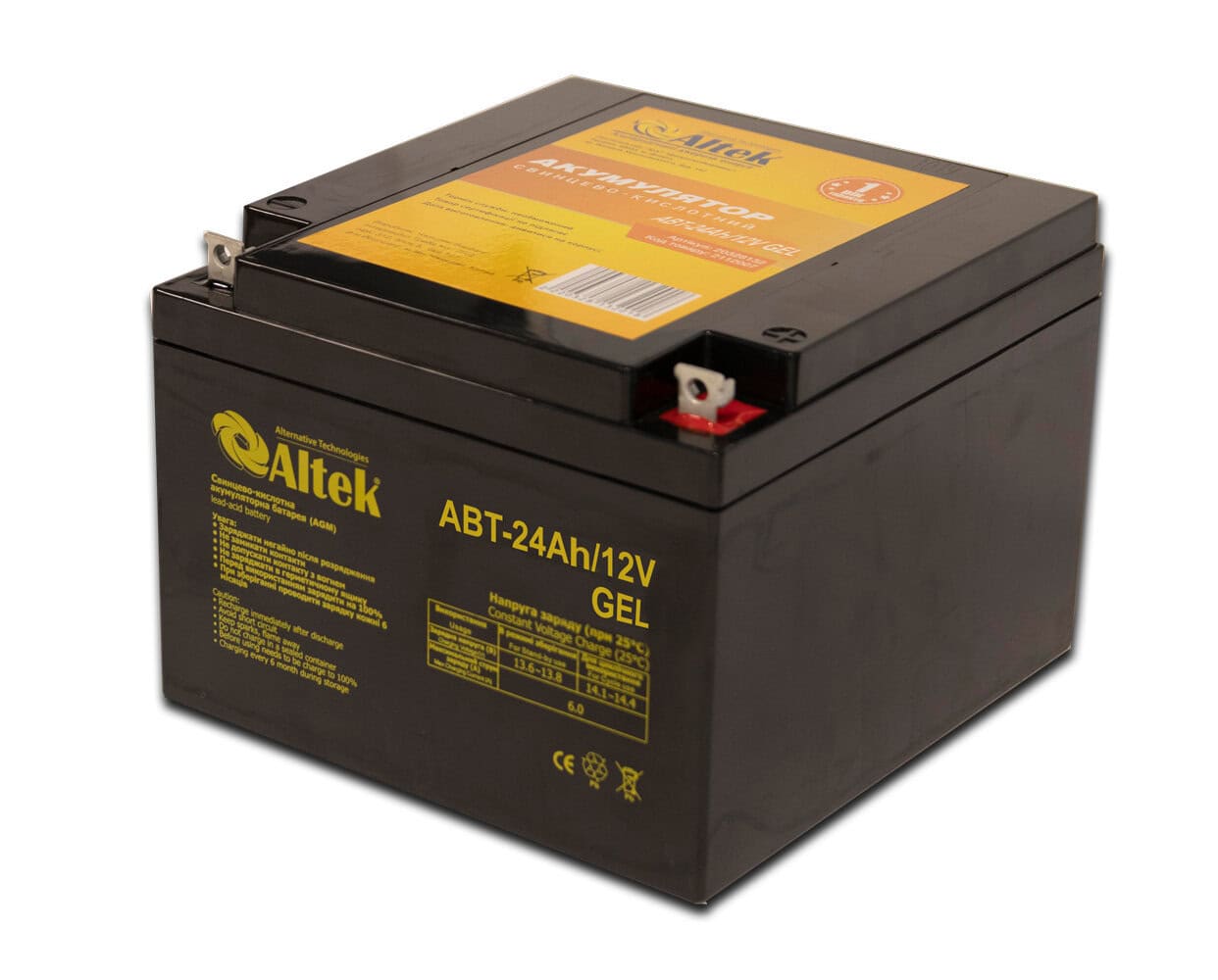 Акумулятор ALTEK ABT 24Аh 12V GEL Акумулятор ALTEK ABT 24Аh 12V GEL - Зображення 1