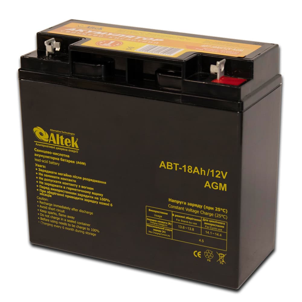 Акумулятор ALTEK ABT 18Аh 12V AGM Акумулятор ALTEK ABT 18Аh 12V AGM - Зображення 1