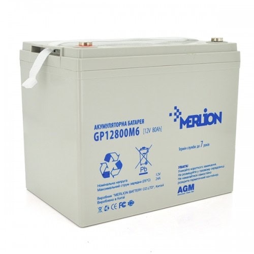 Акумулятор MERLION GP12800M8 80Ah 12V AGM Акумулятор MERLION GP12800M8 80Ah 12V AGM - Зображення 1